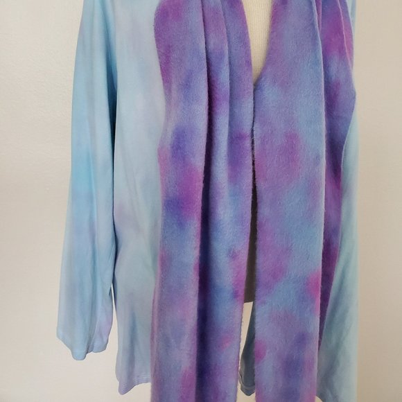 NEW Nordstrom Cashmere Scarf fringe tie dyed brunello blue purple unisex pink - Picture 6 of 7